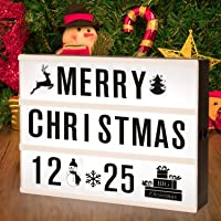 SUNNEST Caja de Luz A4 con 96 Letras y Emojis 80 Tarjetas de Fiestas Cartel Luminoso LED- Ideal para Decoración y Regalo…